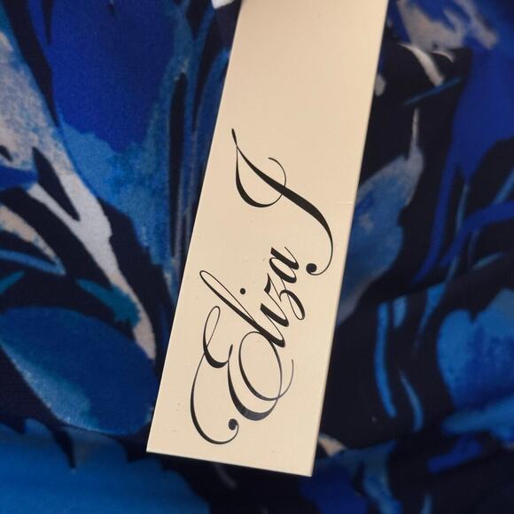 New ELIZA J Boat Neck Asymmetrical Cascade Ruffle Knee Length Sheath Dress Sz 8 - Picture 9 of 11